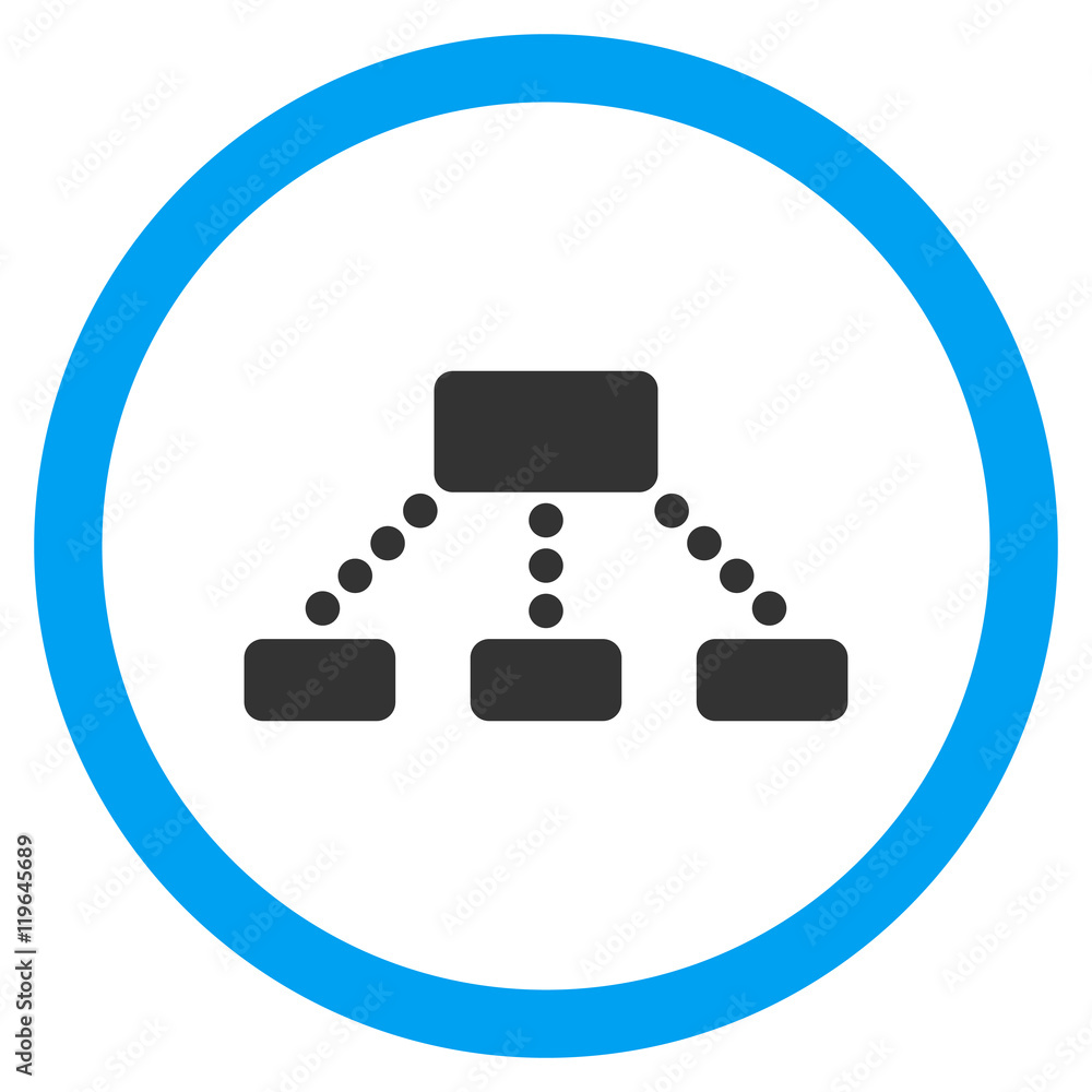 Poster hierarchy vector bicolor rounded icon. image style is a flat icon symbol inside a circle, blue and g