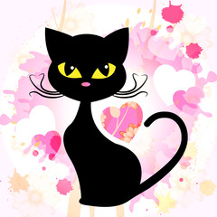 Cat With Hearts Shows Love And Cats