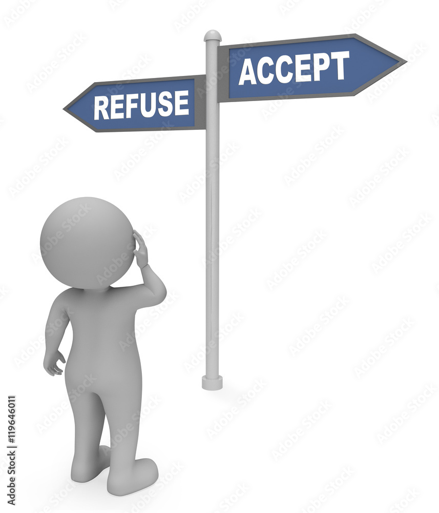 Aufkleber refuse accept sign indicates allow reject 3d rendering