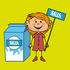 girl milk box drink vector illustration graphic