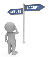 Refuse Accept Sign Indicates Allow Reject 3d Rendering