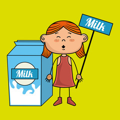 girl milk box drink vector illustration graphic