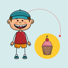 boy cup cake bakery vector illustration graphic