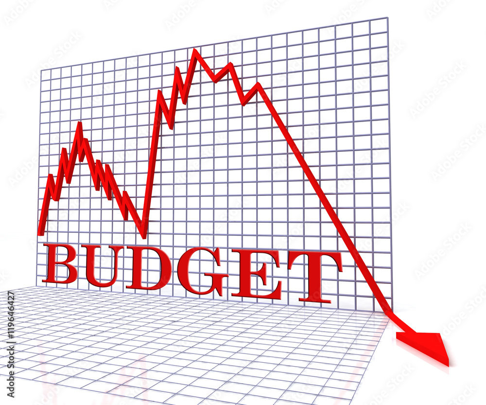 Poster budget graph negative shows budgeting decline 3d rendering