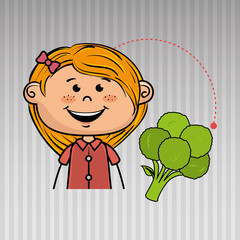 girl vegetable food health vector illustration graphic
