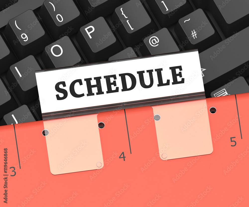 Poster schedule file indicates calendar itinerary 3d rendering