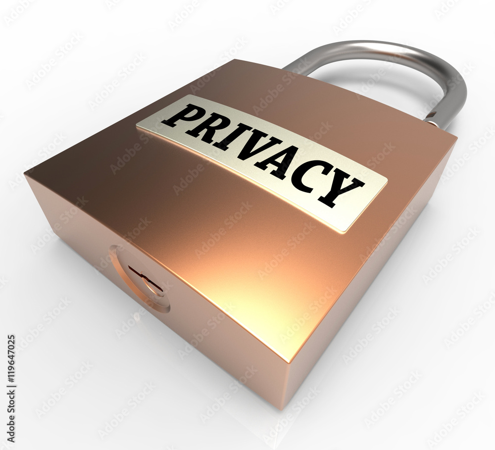 Poster privacy padlock indicates restricted private 3d rendering