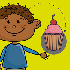 boy cup cake bakery vector illustration graphic