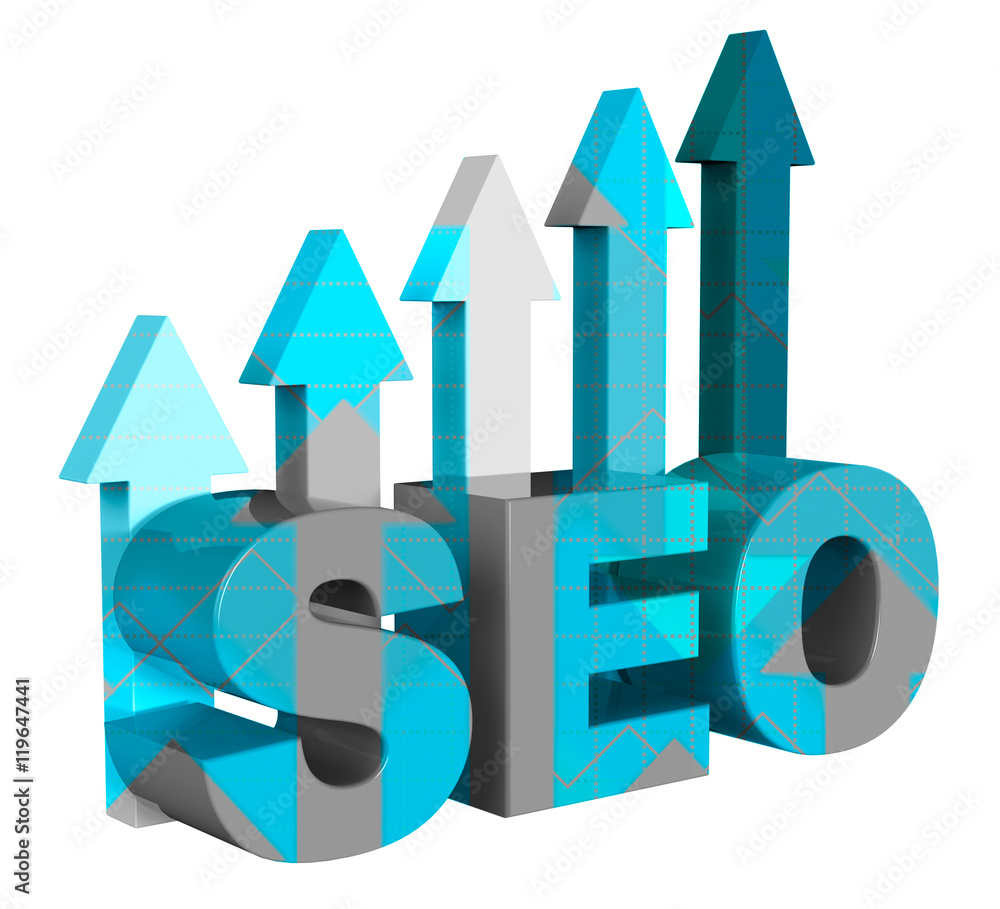 Poster seo graph represents search engine 3d rendering