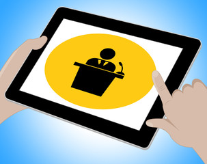 Seminar Tablet Indicates Forum Online 3d Illustration