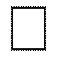 Postal stamp template. Blank postal stamp with perforation holes. Vector Illustration