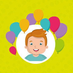 boy balloons party cartoon vector illustration graphic