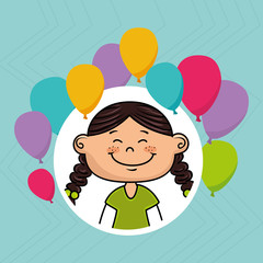 girl balloons party cartoon vector illustration graphic