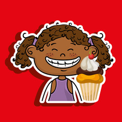 girl cup cake dessert vector illustration graphic