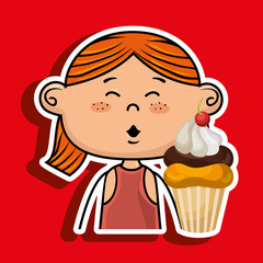 girl cup cake dessert vector illustration graphic