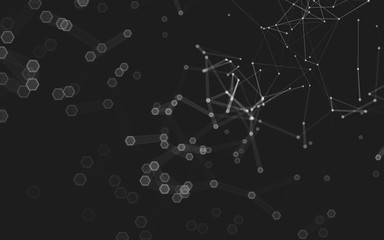 Abstract polygonal space low poly dark background, 3d rendering