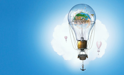 Obraz premium Aerostats flying high . Mixed media