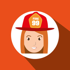 woman firewoman helmet icon vector illustration graphic