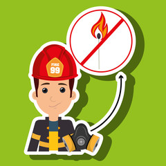 man fire helmet mask vector illustration graphic