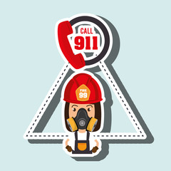 woman firefighter mask helmet vector illustration graphic