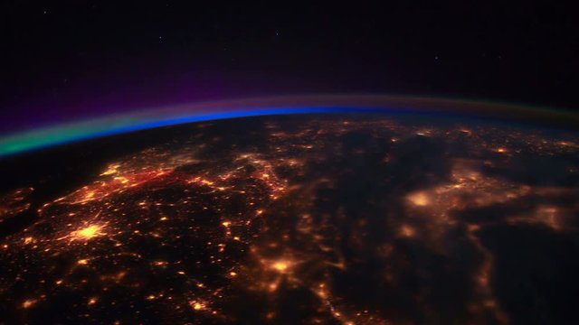 International Space Station ISS Western Europe to Sudan, Time Lapse 4K. Created from Public Domain images, courtesy of NASA JSC : http://eol.jsc.nasa.gov. Flare and subtle motion effect