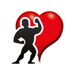 heart man muscle healthy lifestyle fitness gym bodybuilding icon. Flat and Isolated design. Vector illustration