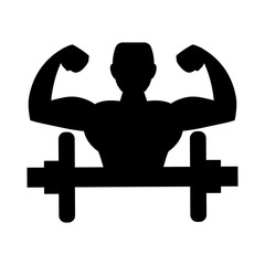 man muscle weight lifting healthy lifestyle fitness gym bodybuilding icon. Flat and Isolated design. Vector illustration
