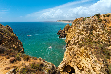 Atlantic rocky coastline (Algarve, Portugal).