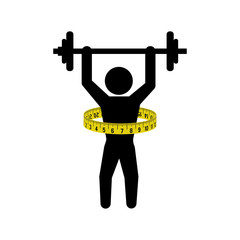 man weight lifting meter healthy lifestyle fitness gym bodybuilding icon. Flat and Isolated design. Vector illustration