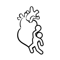 heart ball man healthy lifestyle fitness gym bodybuilding icon. Flat and Isolated design. Vector illustration