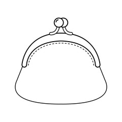 Purse. Flat linear illustration of object. Fashion accessory. Vector