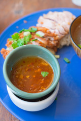 sauce with Hainanese chicken rice