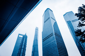 Naklejka premium financial district in shanghai, shanghai world financial center,jin mao tower,china.