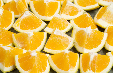 Juicy slices of oranges
