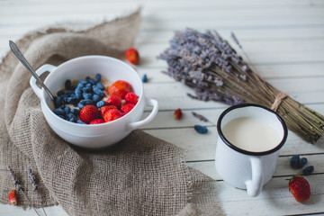 The mess in the background with berries wood.
