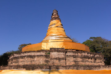 old pagoda in wiang tha kan,Ancient City in chiangmai, Thailand