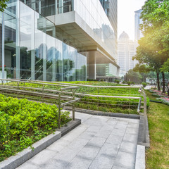 modern building outdoors with green lawn