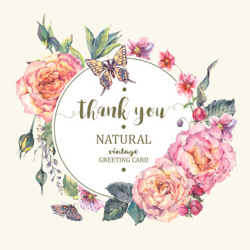 Classical vintage roses greeting card