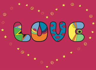 Love. Colorful artistic font. Romantic card