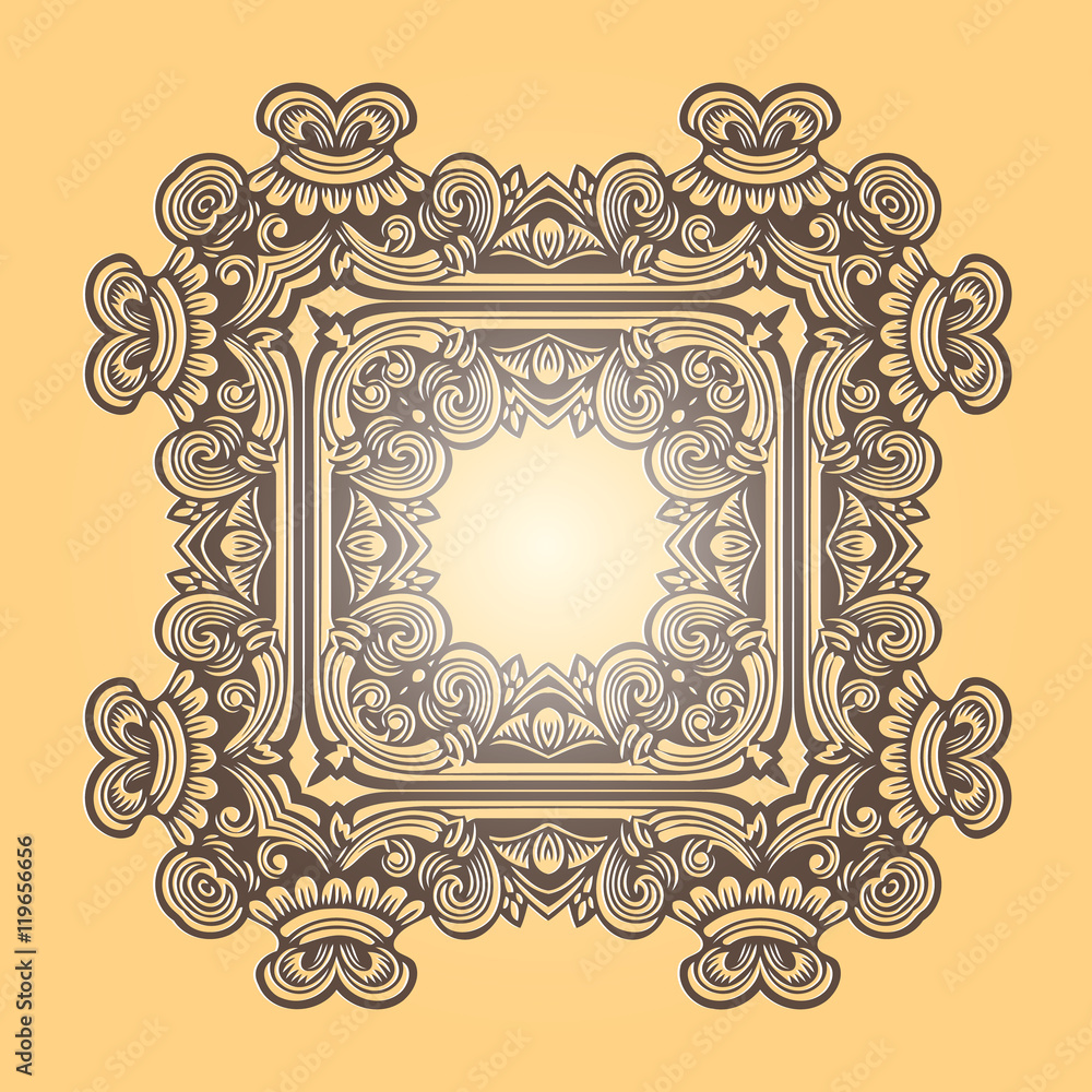 Aufkleber damask background retro pattern design floral embossed from decorative ornament elements on a yellow