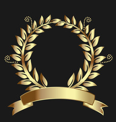 Gold laurel logo vector