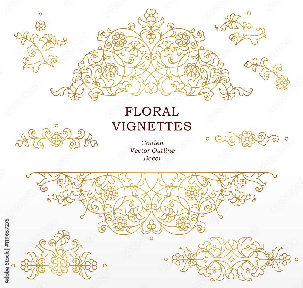 Wall mural Vector set of vignettes in Eastern style.