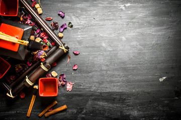 Chinese tea with flowers and herbs.