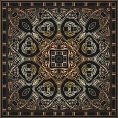 abstract retro decor texture background pattern on a dark brown  of the elements  geometric shapes in the form   square