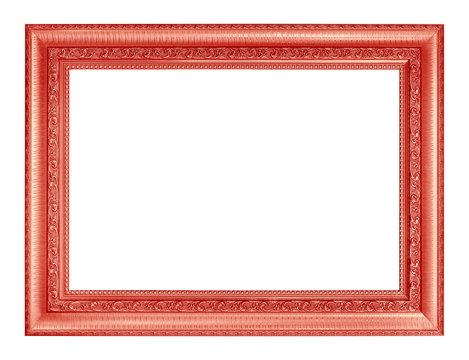 The antique red frame on the white background