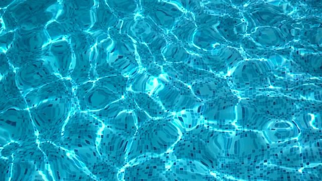Mosaic pool bricks through water