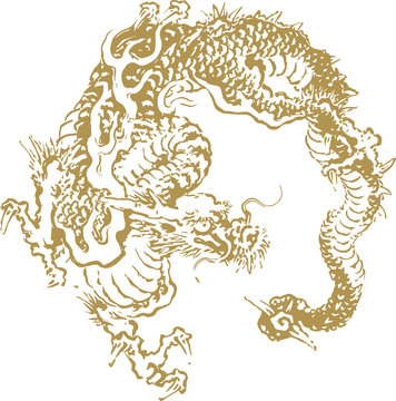 Japanese traditional dragon illustration