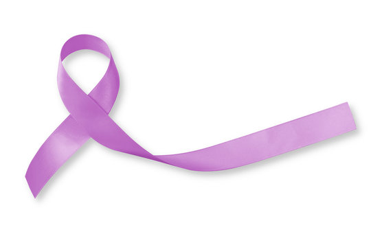 Lavender purple cancer (all kinds) awareness ribbon isolated on white background: Ribbon color symbolic concept raising public support campaign on people health living with disease