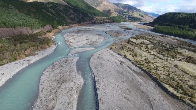 Aerial view of the Wairau river in Malborough, New Zealand