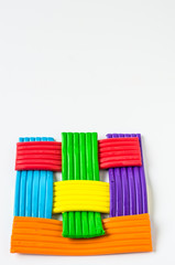 Colorful clay on white background,select focus